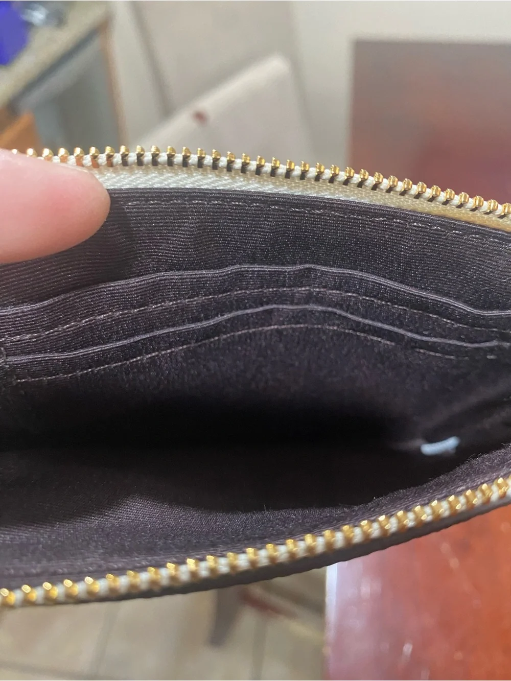 Coach White Pebbled Leather Wristlet with Gold Hardware
